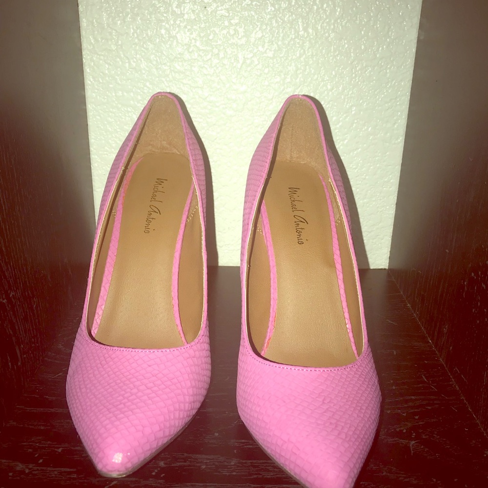 Pink alligator style high heels